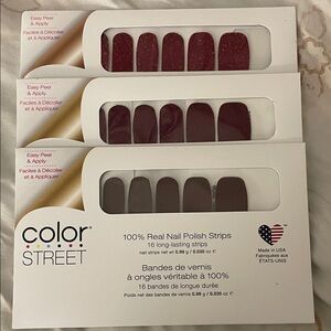 Color Street Burgundy and Brown Nail Strips